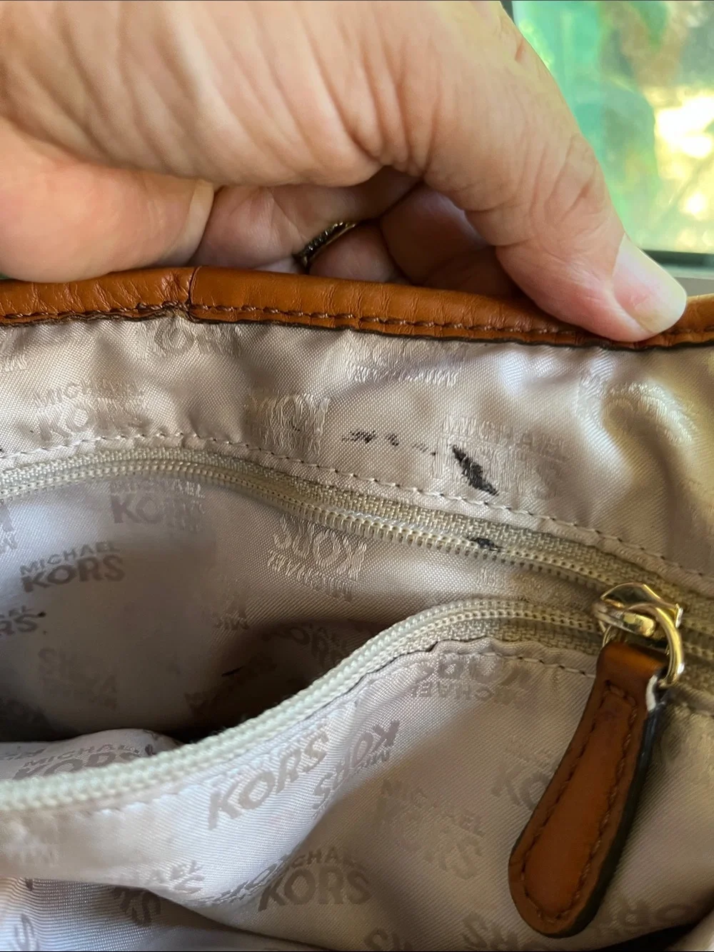 Michael Kors Tan Brown Signature Logo Shoulder Bag